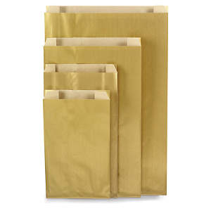 250x Papírové sáčky, zlaté, 240 x 390 x 75 mm