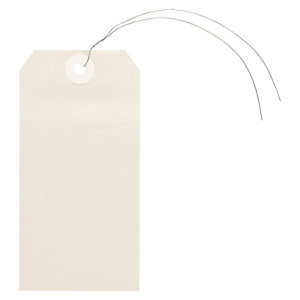 1000x Papírové visačky 100 x 51 mm, béžové, Ø očka 5 mm, s kovovým drátkem délky 30cm