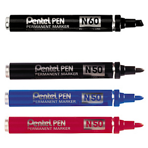 12x Permanentní popisovač Pentel červený, kuželovitý hrot, stopa 1.5mm