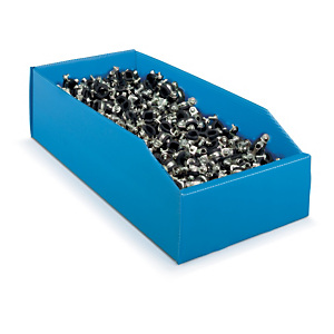 25x Plastový regálový zásobník, skládací 380 x 180 x 105 mm, tmavě modrý, objem 6l, nosnost 10kg