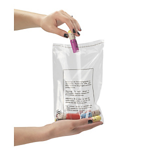 500x Ploché sáčky 400x600mm, s bezpečnostními informacemi, 75% recyklované, materiál LDPE, tloušťka 40µm | RAJA