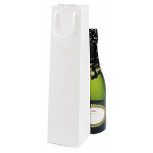 25x Dárková taška na láhve z lakovaného papíru 100x100x400mm, bílá