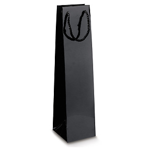25x Dárková taška na láhve z lakovaného papíru 100x100x400mm, černá