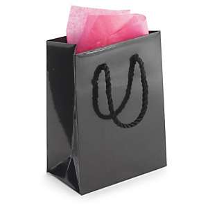 25x Dárková taška z lesklého papíru černá 120x160x70 mm