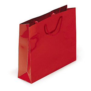 25x Dárková taška z lesklého papíru červená 190x270x100 mm