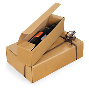 50x Dárkové krabice na víno pro 1 láhev, 96x100x390mm, hnědá