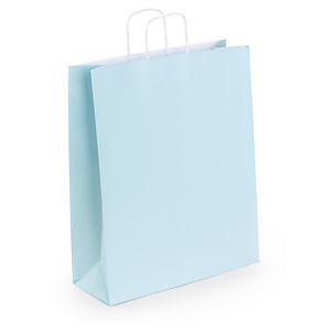 50x Dárkové tašky z kraftového papíru 320x400x120mm, světle modré | RAJA