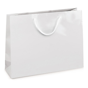 25x Dárkové tašky z lesklého papíru bílá 550x450x150 mm
