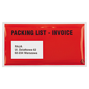 1000x Samolepicí obal na doprovodnou dokumentaci, 225x115mm, PACKING LIST-INVOICE | RAJA