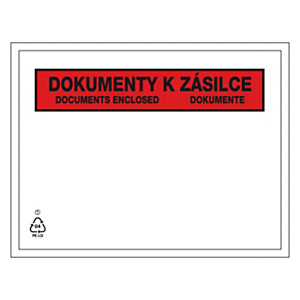 1000x Samolepicí obal na doprovodnou dokumentaci, 230x125mm, DOKUMENTY K ZÁSILCE ve 3 jazycích | RAJA