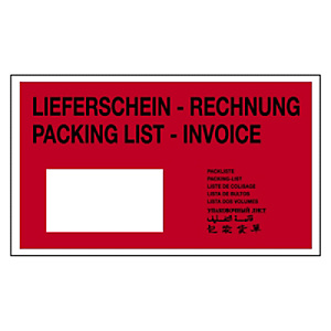 1000x Samolepicí obal na doprovodnou dokumentaci, 230x165mm, LIEFERSCHEIN-RECHTUNG, PACKAGING LIST-INVOICE | RAJA