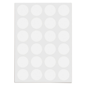 5x Samolepicí, značkovací kolečka Ø 30mm, bílá, 24ks na archu