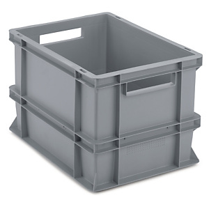 Stohovatelná europřepravka 400 x 300 x 275 mm, šedá, objem 25l, nosnost 30kg  | RAJA