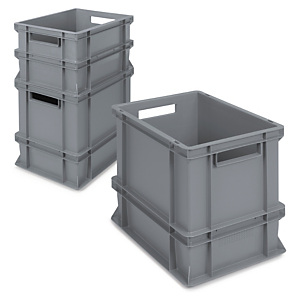 Stohovatelná europřepravka 600 x 400 x 120 mm, šedá, objem 20l, nosnost 20kg  | RAJA