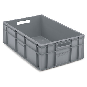 Stohovatelná europřepravka 600 x 400 x 200 mm, šedá, objem 40l, nosnost 15kg  | RAJA