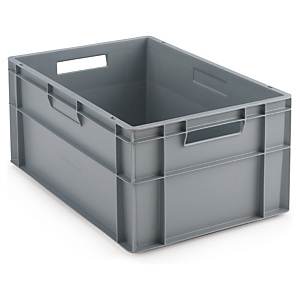 Stohovatelná europřepravka 600 x 400 x 270 mm, šedá, objem 52l, nosnost 25kg  | RAJA