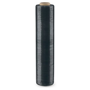 6x Stretch fólie šířka 450mm, délka 300m, z 80% recyklovaná, černá, neprůhledná, tloušťka 17µm  | RAJA