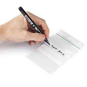 Uzavíratelný ZIP sáček 300x400mm, popisovatelný, 50% recyklovaný, materiál LDPE, tloušťka 100µm | RAJA