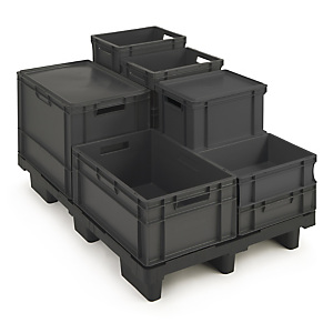 Víko pro Euro přepravku ekonomickou, 600×400 mm, 100% recyklované, šedé