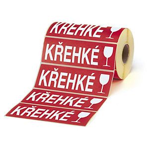 Výstražné etikety, 165x55mm, KŘEHKÉ