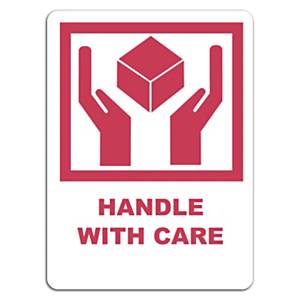 Výstražné etikety 38x51mm, HANDLE WITH CARE