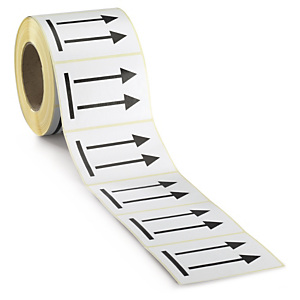 Výstražné etikety 74x105mm, s šipkami „touto stranou nahoru“