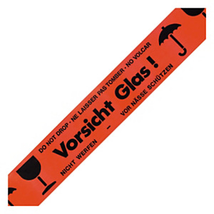 6x Výstražná lepicí PVC páska VORSICHT GLAS, 50mm, návin 66m, tloušťka 53µm | RAJA