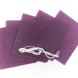 Včelí vosk fialový 12x10cm – 5ks + knot 1m