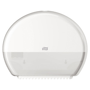 Zásobník na toaletní papír T2 TORK® pro intenzivní a hygienické odvíjení. Uzamykatelný. Rozměry: V 275 x Š 443 x T 132 mm.